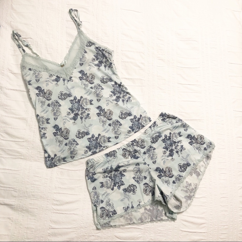 Jessica Simpson Pajama Set Blue Floral Small